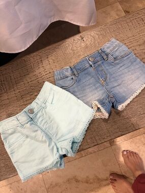 OshKosh B'gosh Girls' Denim & Aqua Lace-Trim Shorts